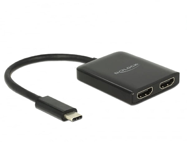 KAB Adapter USB-C > Splitter 2x HDMI (BU)/DisplayPort (BU) DeLOCK Black