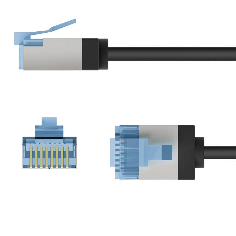 ALine Ultra-Flexible CAT 6A Patch Cable, Slim, U/UTP, Sort, 10m