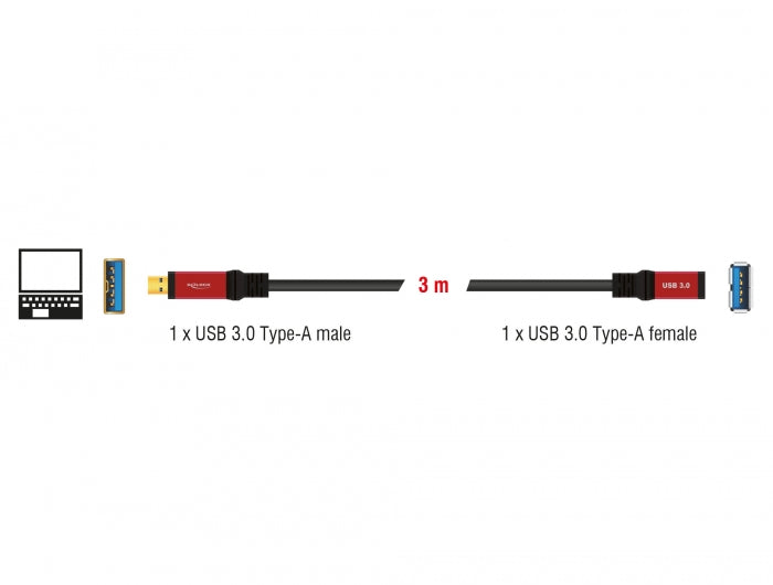 Delock Extension Cable USB 3.0 Type-A male > USB 3.0 Type-A female 3 m Premium