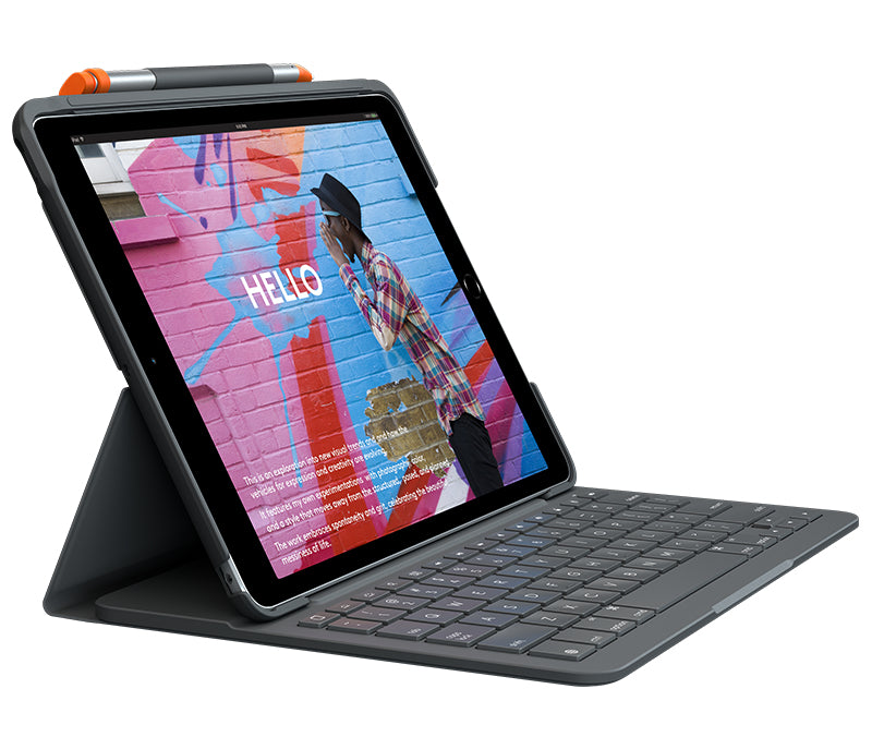 Logitech Slim Folio for iPad (7th, 8th, & 9th generation) Graphite Bluetooth QWERTY Danish, Finn...