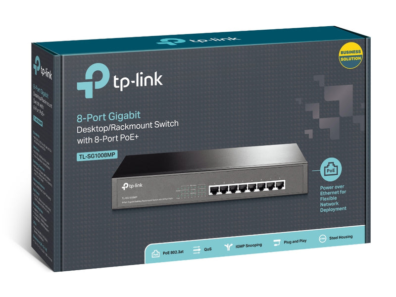 TP-Link 8-PORT GIGABIT DSKTP POE SWTCH 802.3AT 126W POE 1U 13