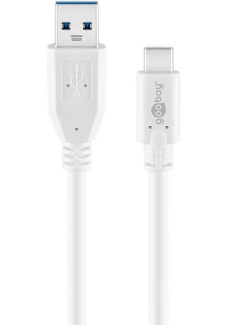 USB-C to USB A 3.0 Cable, Hvid 0,5M