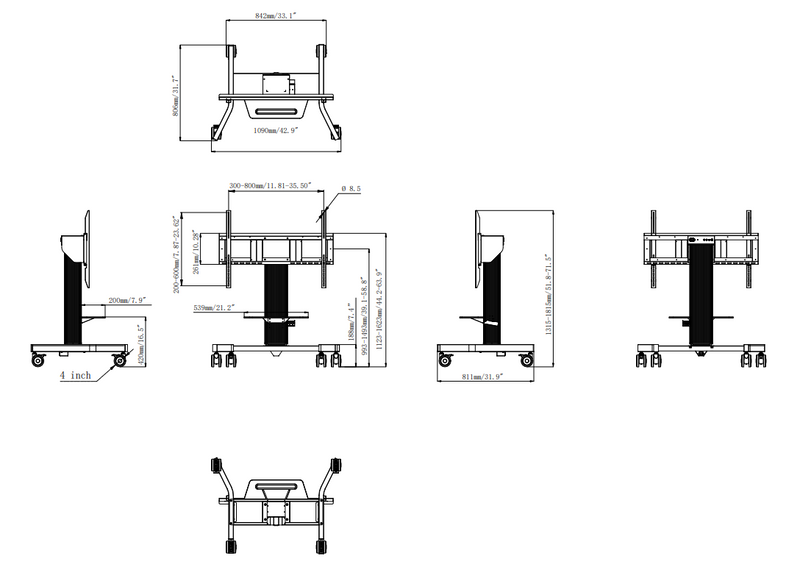 ADisplay Motorstand m/ hylde 100kg