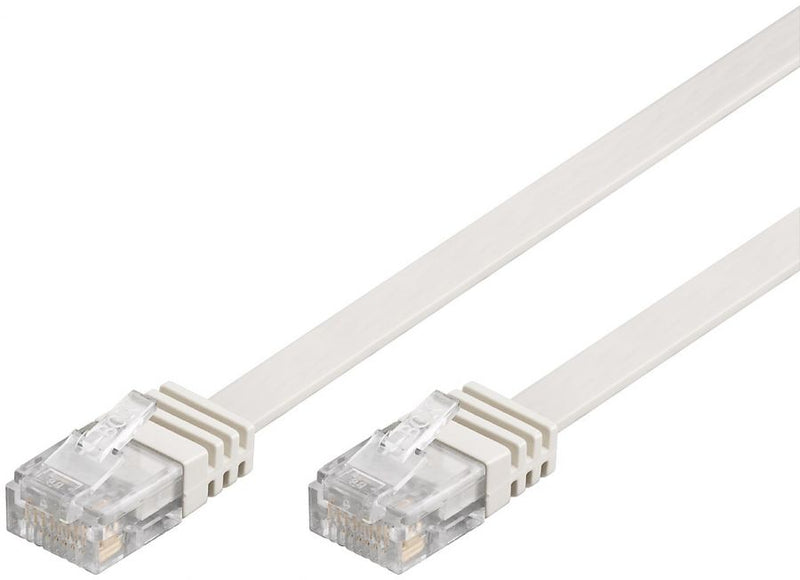 Patch kabel, Flat U/UTP CAT5E, 1m hvid
