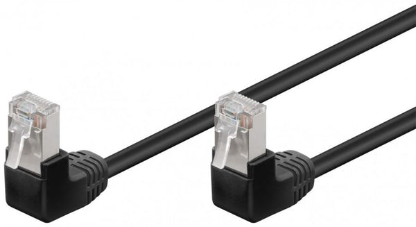 Patch kabel, F/UTP CAT5E, 1 m Sort, 2xvinklet