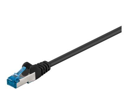 Patch kabel, S/FTP CAT6A, 0,25 m, Sort