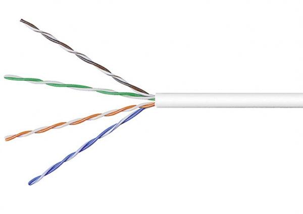 Patch kabel (blød), UTP CAT6,HVID, 100 m på spole, CCA