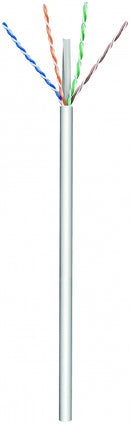 Installationskabel (stiv), UTP CAT6, grå, 100 m på spole, 100% Cu