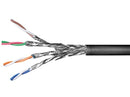 Installationskabel (stiv) sort udendørs, S/FTP CAT6, 100 m
