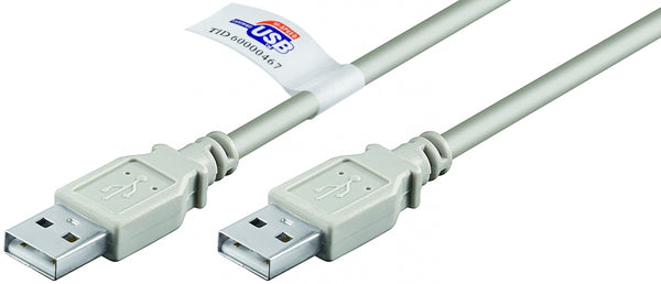 USB2 forb. kabel, A-han/A-han, grå, 2 m