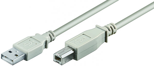 USB2 forb. kabel, A-han/B-han, grå, 3 m