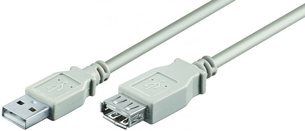 USB2 forl. kabel, A-han/A-hun, grå, 0,6 m