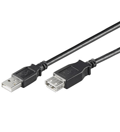 USB2 forl. kabel, A-han/A-hun, SORT, 3,0 m