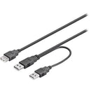 Goobay 93353 USB 2.0 Hi-Speed Dual-Power Cable, Black, 0.3m Length