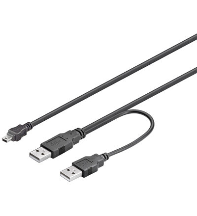 USB2 Y-powerkabel, 2xA-han/USB mini 5 pol han, 1.8 m