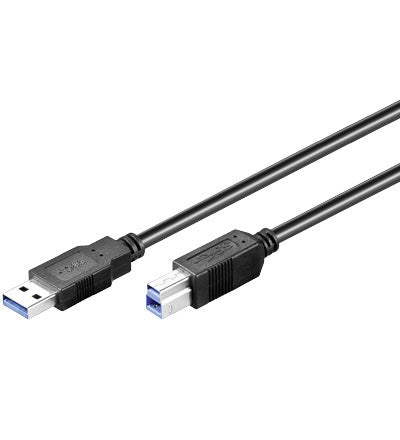 USB3 kabel A han/B-han, sort, 3  m