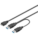 USB3 Y-powerkabel, 2xA-han/USB Micro pol han, 1,8 m