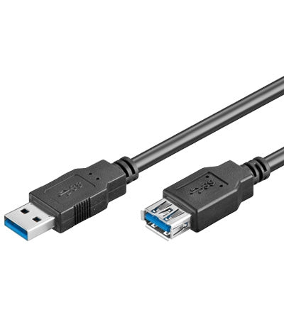 USB3 forl. kabel A-han/A-hun, sort, 1,8 m