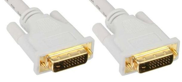 DVI monitor kabel 24+1 han/han, 2 m, Hvid