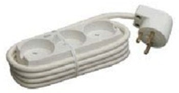 Power 3-stikdåse, EDB stik, 1,5 m kabel, hvid