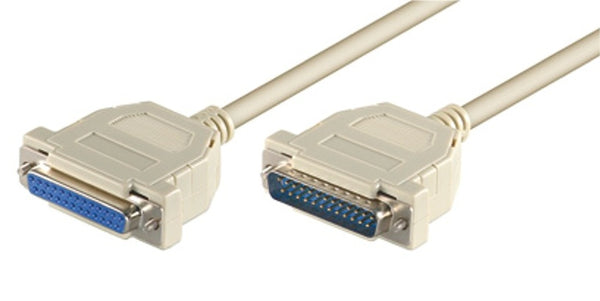 Data kabel, parallel, 25 pol SUB-D han/hun, 2 m