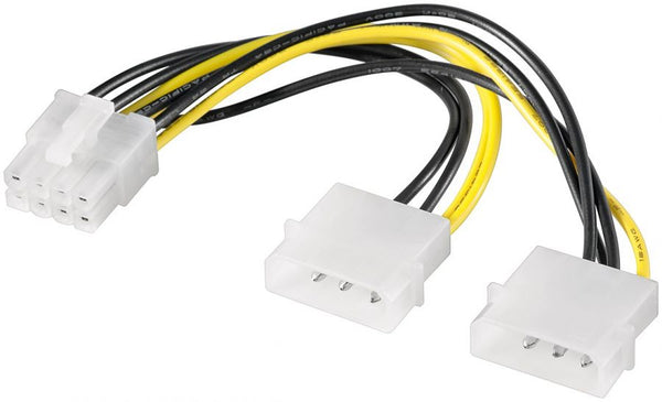 Strøm kabel PCI Express, 2x5,25 han til PCIe 8 pol han