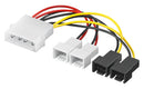Goobay 93632 Power Cable/Adapter for PC Fans, 5.25" Male to Fan, 2X 12 V/2X 5 V, 0.15m Length