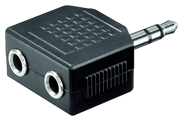 Audio adapter, 3,5 mm st. jack han/2x st. jack hun