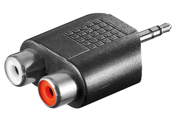 Audio adapter, 3,5 mm st. jack han/2xPhono hun