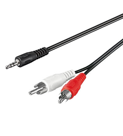 Goobay 50440 Audio Cable AUX Adapter, 3.5 mm Male to Stereo RCA Male, Black, 0.5 m Cable Length