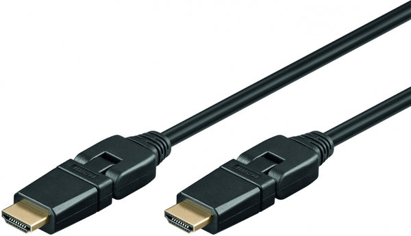 HDMI 1.4 kabel,  m. 180 gr. Dreje/kip stik, 3 m