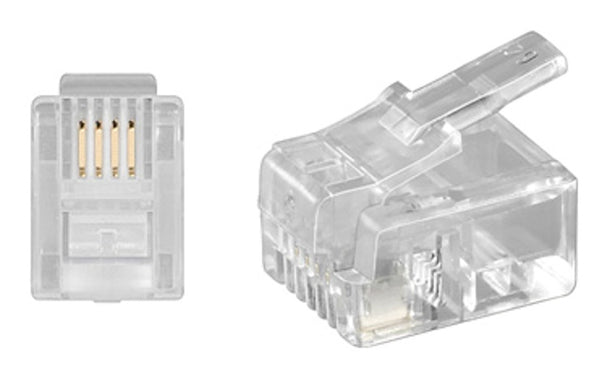 Modularstik, RJ11 for 4 leder 6/4 pol, 1 stk