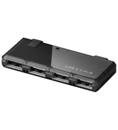 USB2 hub 4 port,  u. strÃ¸mforsyn, slimline SORT