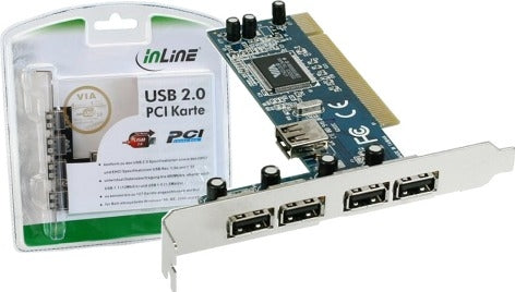 USB2 PCI kort, 4 ekst.+1 int. A-porte - Inline Blister