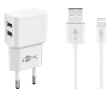 IPhone Lader kit,220V, Dual Lightning,Retail HVID