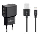 IPhone Lader kit,220V,Dual lightning,Retail SORT