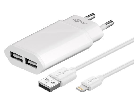 Strømforsyning 230 V til IPhone 5,6 & Ipad 4 Lightning kabel