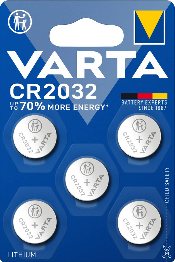 Batteri, CR2032 Lithium knapcelle 3 V, 5 stk.