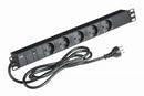19'' strømpanel 5x230 V m. J + 1x230 V m. J Plug