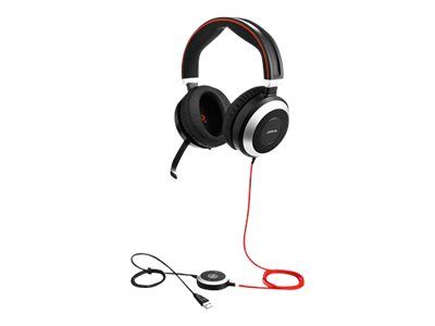 Jabra Evolve 80 MS Stereo Headset Ledningsført Kontor/Callcenter Sort