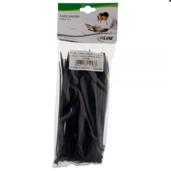 Kabelstrips 200x4,8mm, 100 stk. sorte