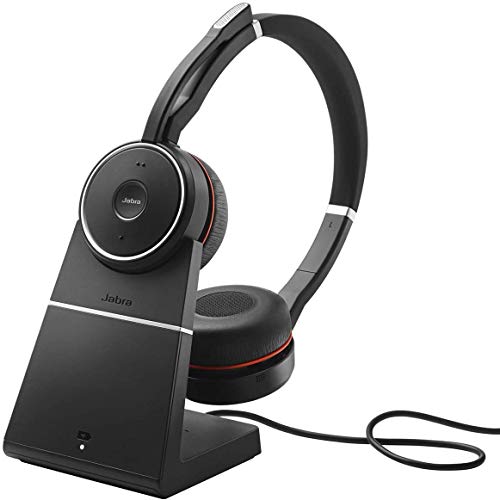 Jabra Evolve 75 MS Stereo Headset Kabel & trådløs Kontor/Callcenter Micro-USB Bluetooth Sort, Rød