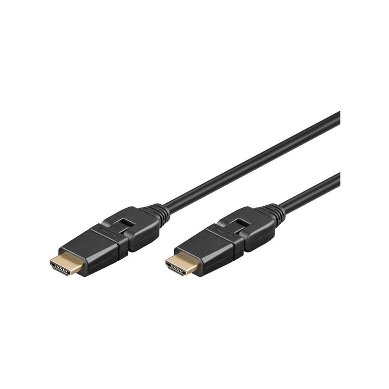 HDMI 1.4 kabel,  m. 180 gr. Dreje/kip stik, 5 m