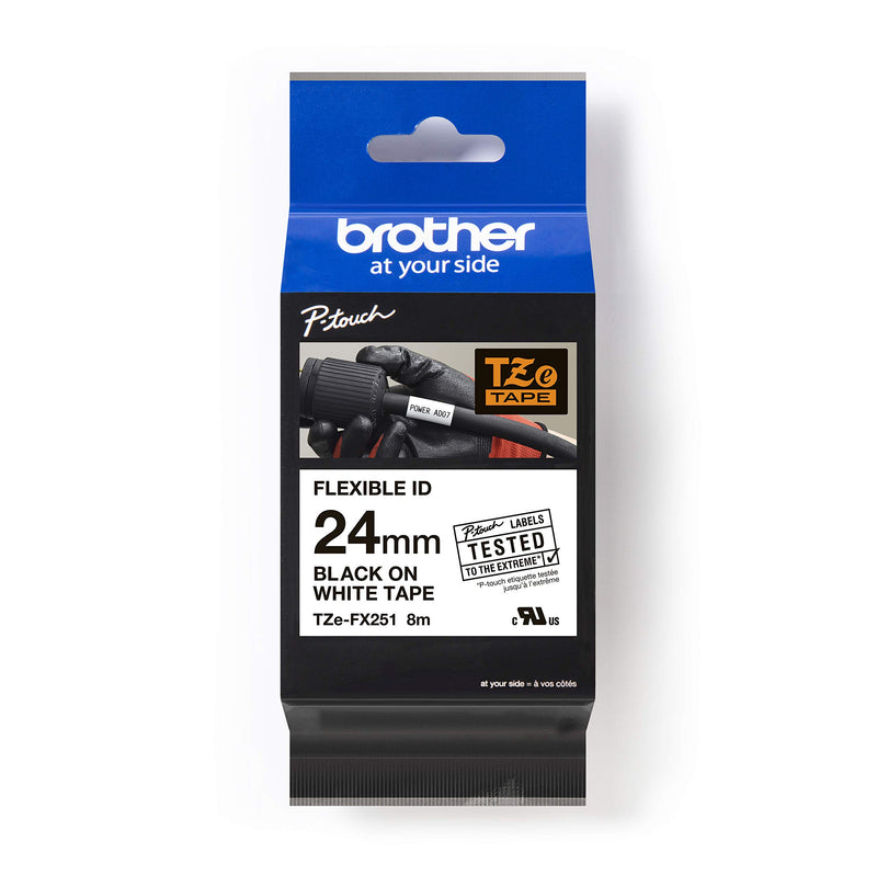 Brother TZeFX251 - Sort på hvid, 24mm Bred