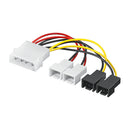 Goobay 93632 Power Cable/Adapter for PC Fans, 5.25" Male to Fan, 2X 12 V/2X 5 V, 0.15m Length