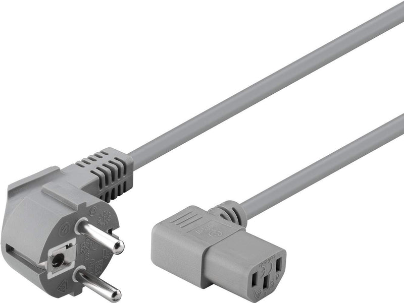 Powerkabel Schuko/vinklet IEC hun, 2 m, grå