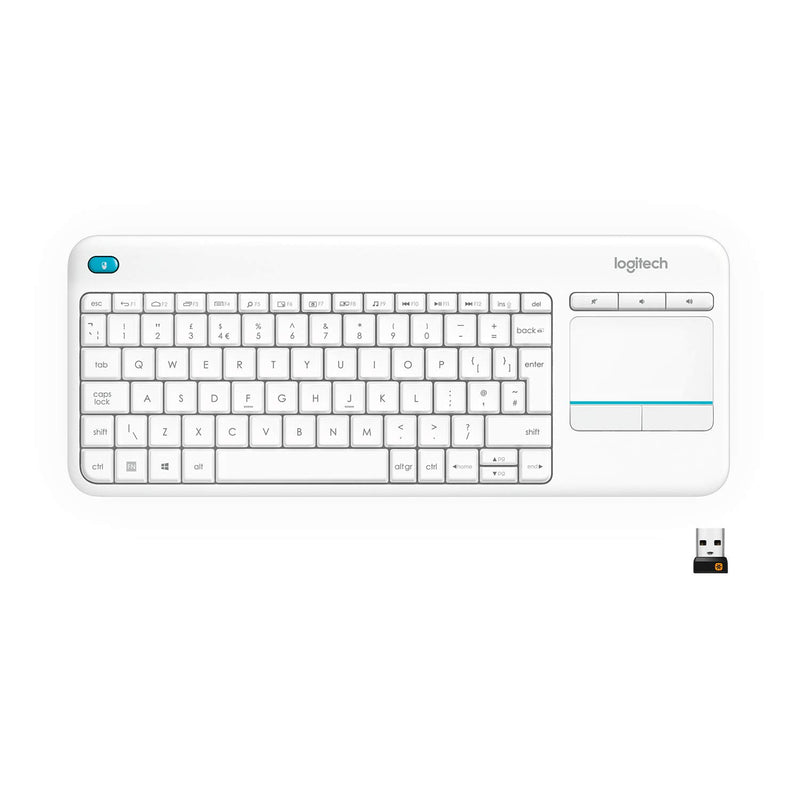 Logitech K400 Plus Tv tastatur RF trådløst QWERTY Nordisk Hvid