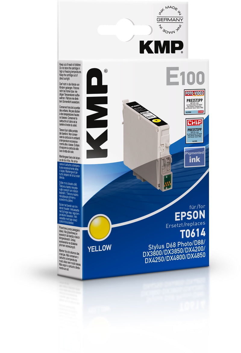 E100 KMP Ink Cartridge Replaces Epson T0614 C13T06144010, Yellow)