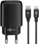 goobay Lightning/USB-C™ PD-Ladeset (20 W), 1m, schwarz