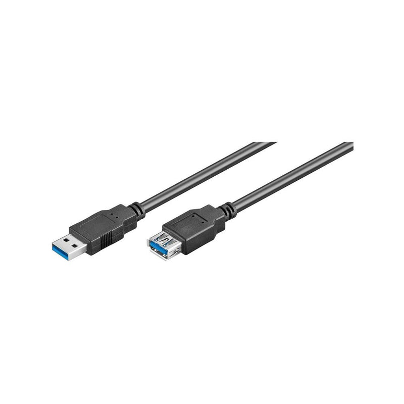 USB3 forl. kabel A-han/A-hun, sort, 3 m